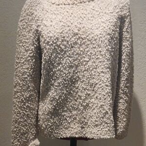 Hippie Rose Cream Popcorn Texture Scoop Neck Sweater